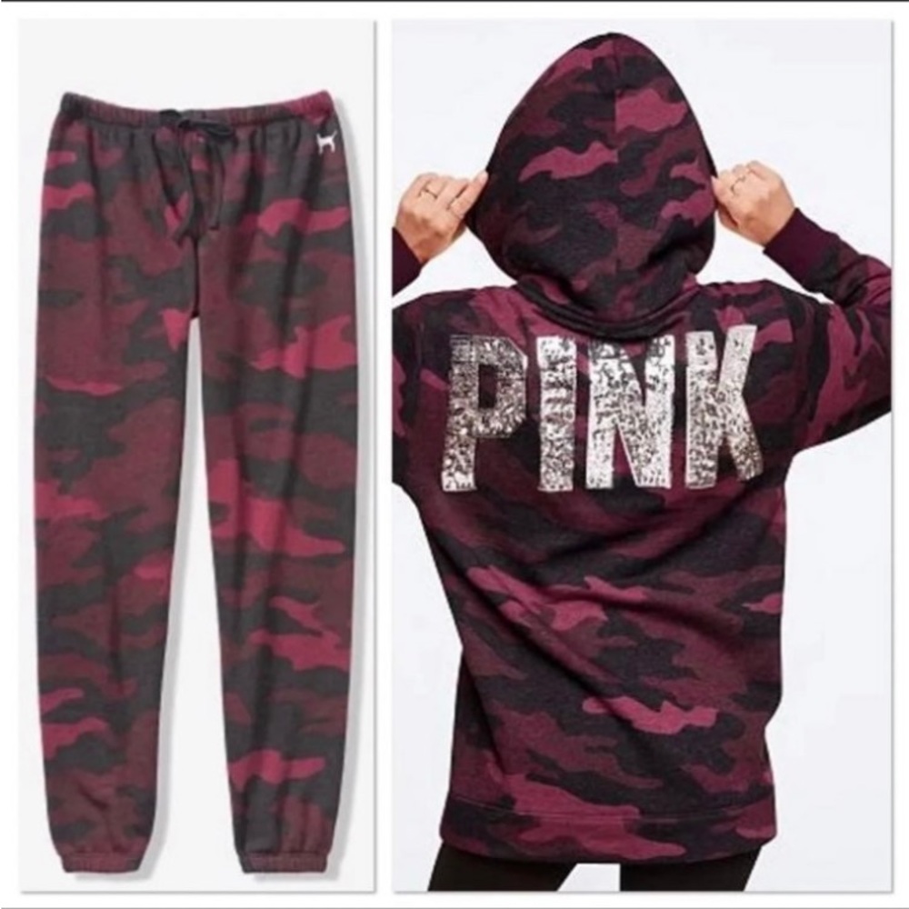 VS PINK SMALL/MEDIUM CAMO BLING SET